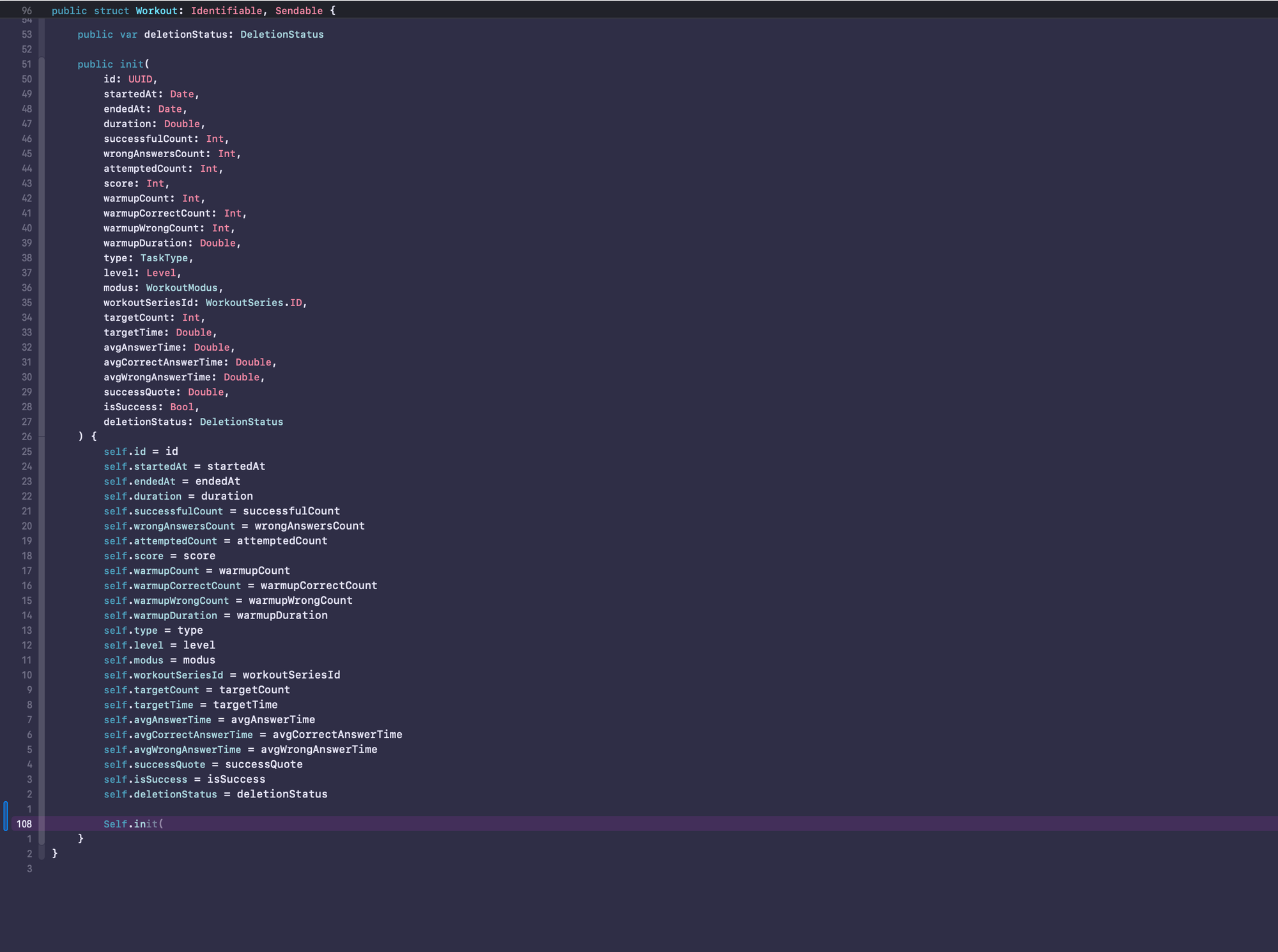 I'm trying to get autocomplete for "init" in the actual initializer since it doesn't work anywhere else in the code.