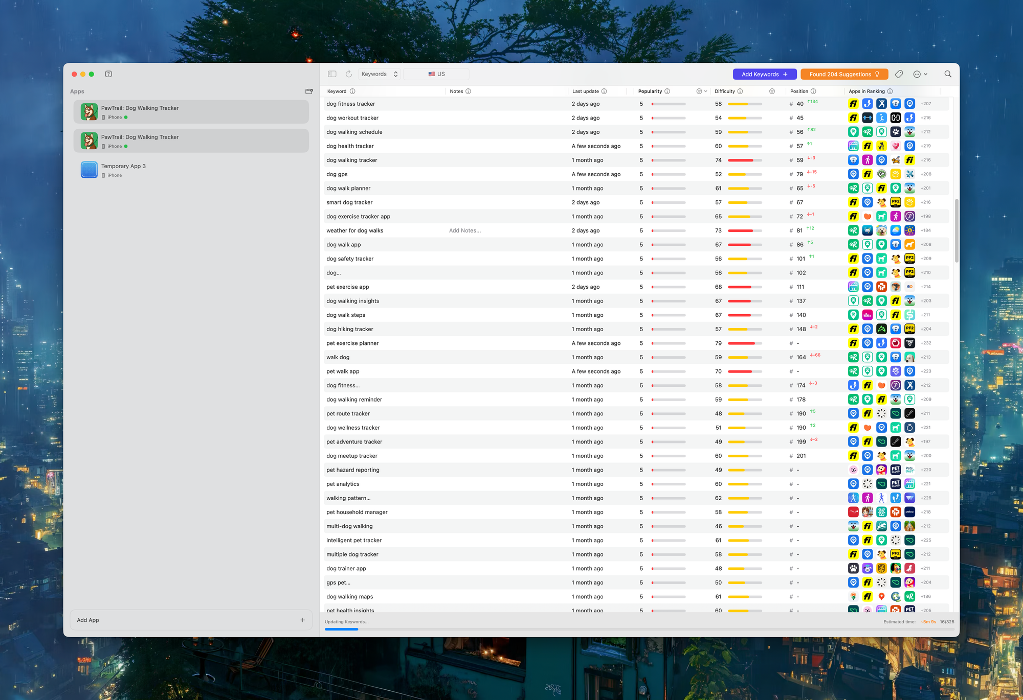 App Store Connect keywords show low search volume