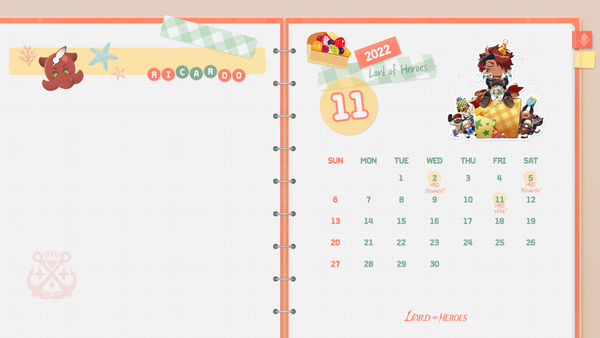 【ロドヒロ壁紙】ロードオブヒーローズ壁紙：#11月号