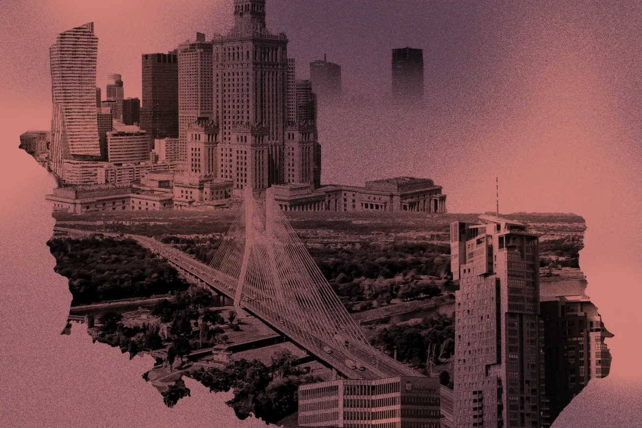 Collage mit einem Umriss von Polens Landkarte mit Wahrzeichen des Landes. Collage: Surplus