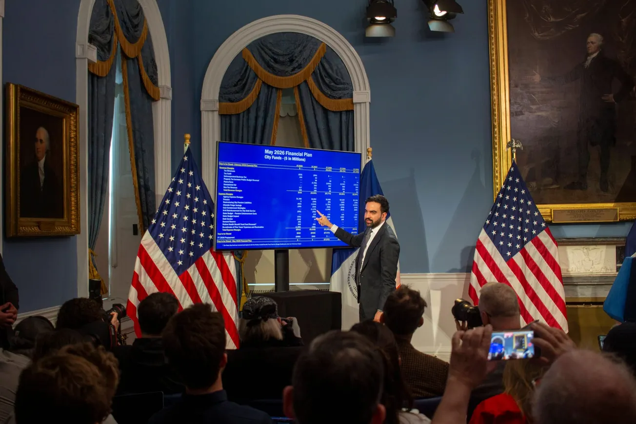 New Yorks Bürgermeister Zohran Mamdani hat den Haushaltsentwurf für das Haushaltsjahr 2027 vorgelegt. Credit: IMAGO/ZUMA Press Wire