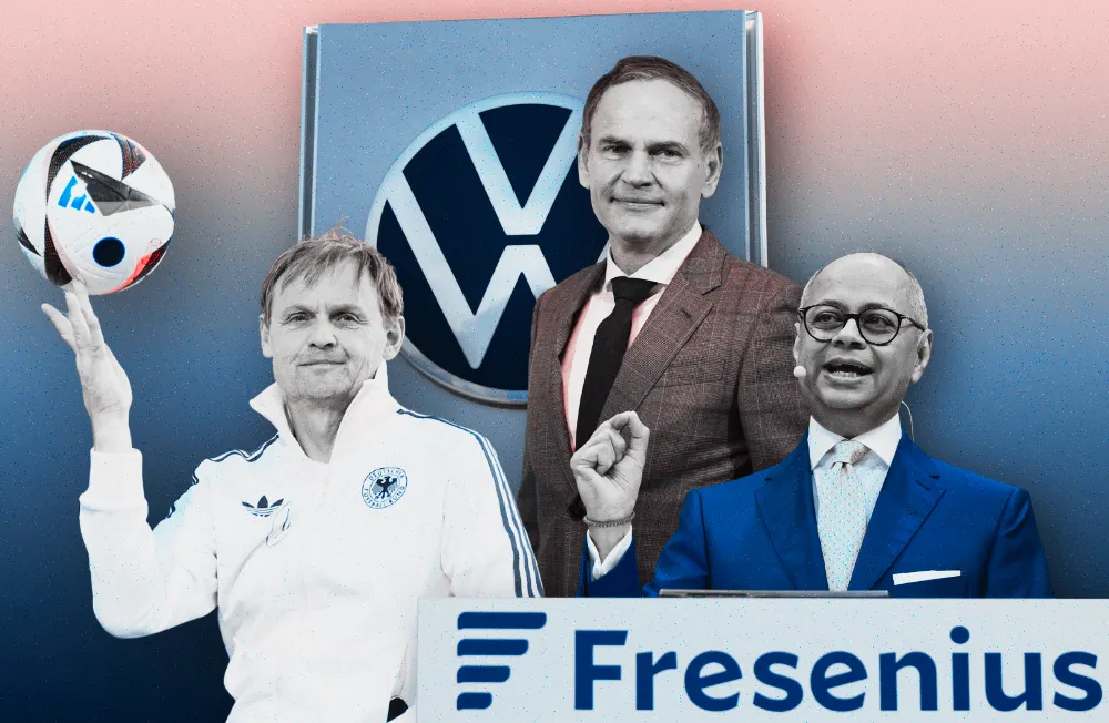 ZoonarDie Vorstandsvorsitzenden Bjørn Gulden (l., Adidas), Oliver Blume (m., VW) und Michael Sen (r., Fresenius). Credit: IMAGO/brennweiteffm/Cordon