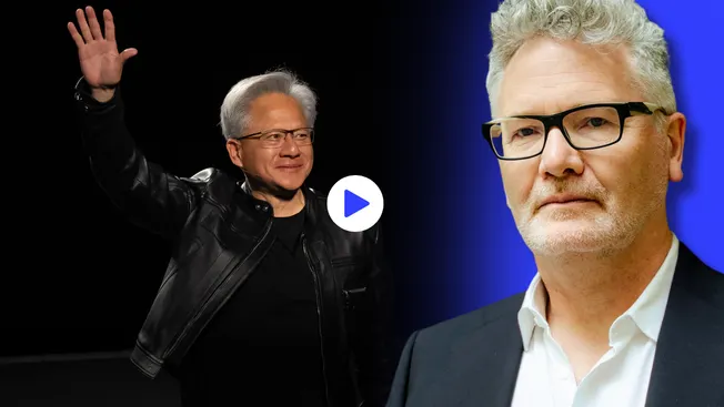 Collage mit Jensen Huang und Adam Tooze. Collage: Surplus, Material: IMAGO/MAXPPP