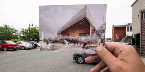 Voici à peu près ce que ça donne, si on place la projection de la nouvelle salle dans la réalité actuelle, lors du dévoilemen