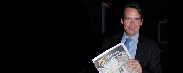 Pierre Karl Péladeau lors du 75e anniversaire de L'Écho du Nord. Il était alors à la tête de Québecor. Photo par André Bernie