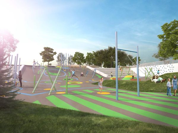 Jeux d'eau, parkour, etc. en construction au parc Multisports cet été