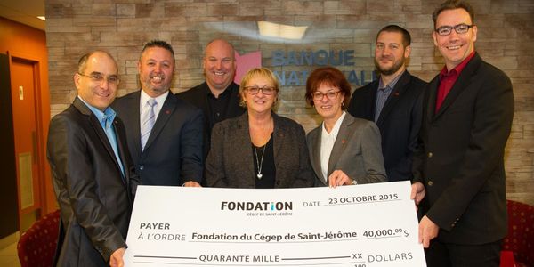 Claude Labelle, directeur général Laurentides TC Média, Stéphane Charette, directeur de succursale Banque nationale et membre