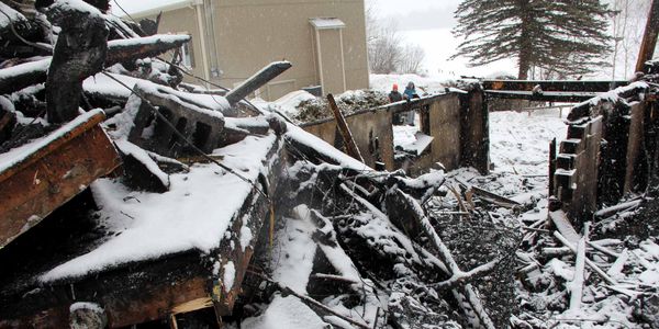 Il ne restait plus que les fondations de cette maison du croissant du Domaine Namur, à Saint-Hippolyte, le 28 février 2016. P