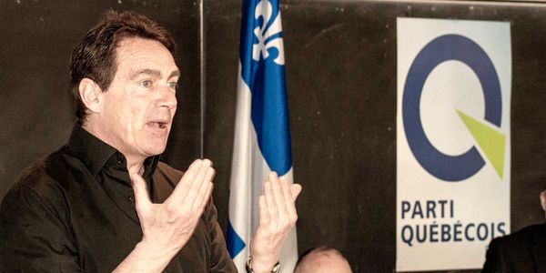 Pierre Karl Péladeau à Saint-Jérôme alors qu'il était député la circonscription du même nom.