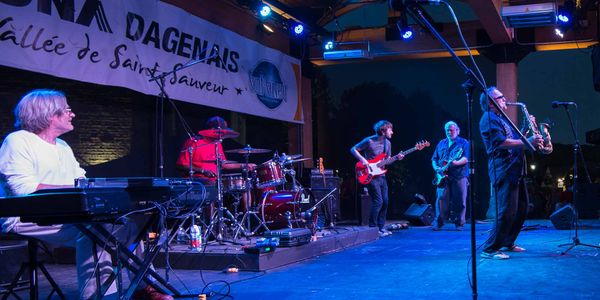 En compagnie de plusieurs amis artistes, Dan Martel a fait vibrer la foule au Festival de blues de Saint-Sauveur, le 30 juill