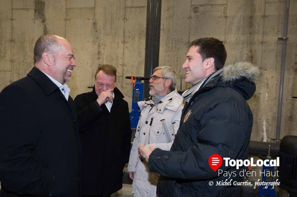 Martin Lavallée, copropriétaire de l’Hôtel Spa Mont Gabriel, le maire de Sainte-Adèle Robert Milot, Marcel Laurence du Groupe