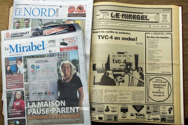 Le premier numéro du Mirabel qui portait la mention Saint-Jérôme en une, le 2 avril 1975.