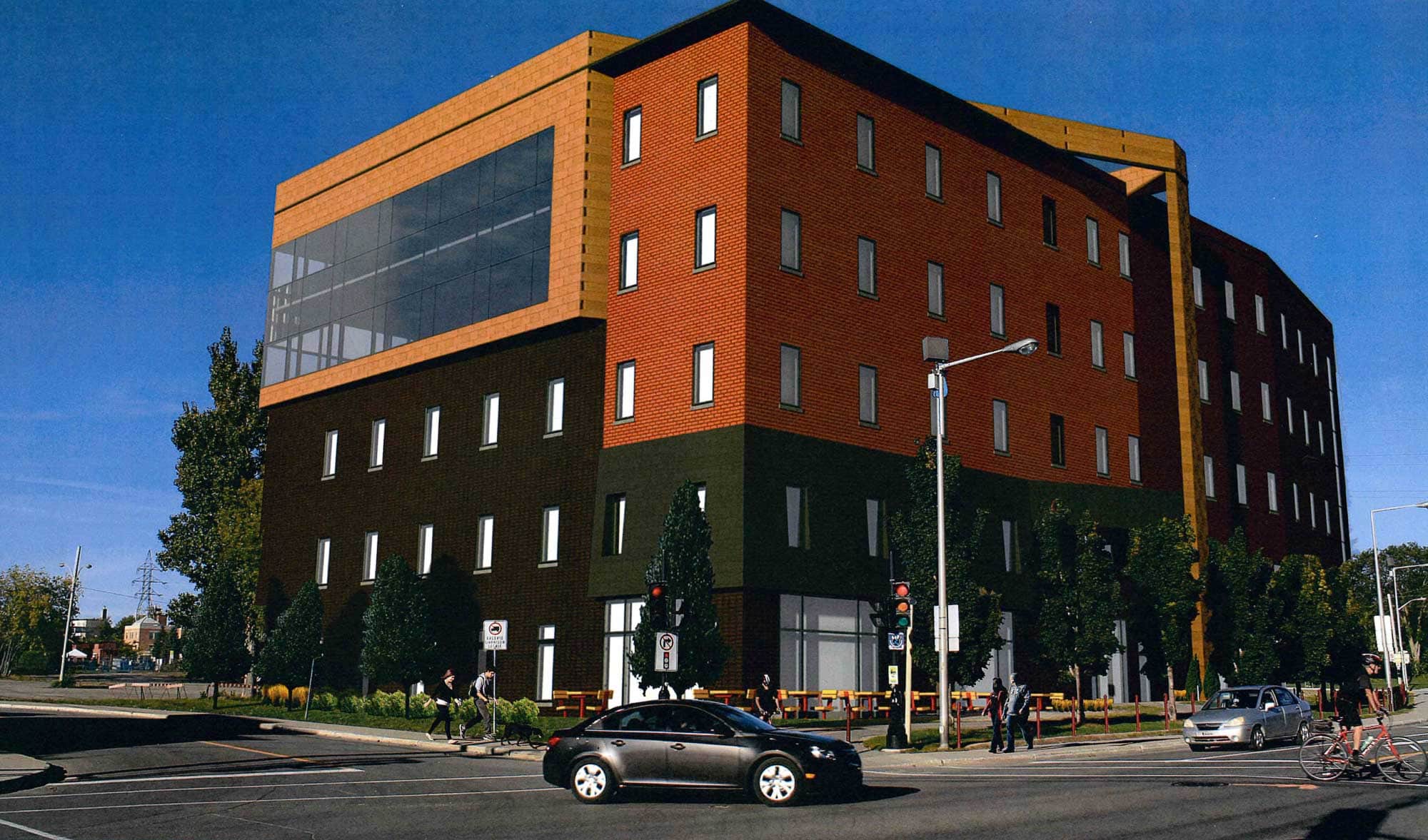 L'immeuble tel qu'on prévoit le livrer.