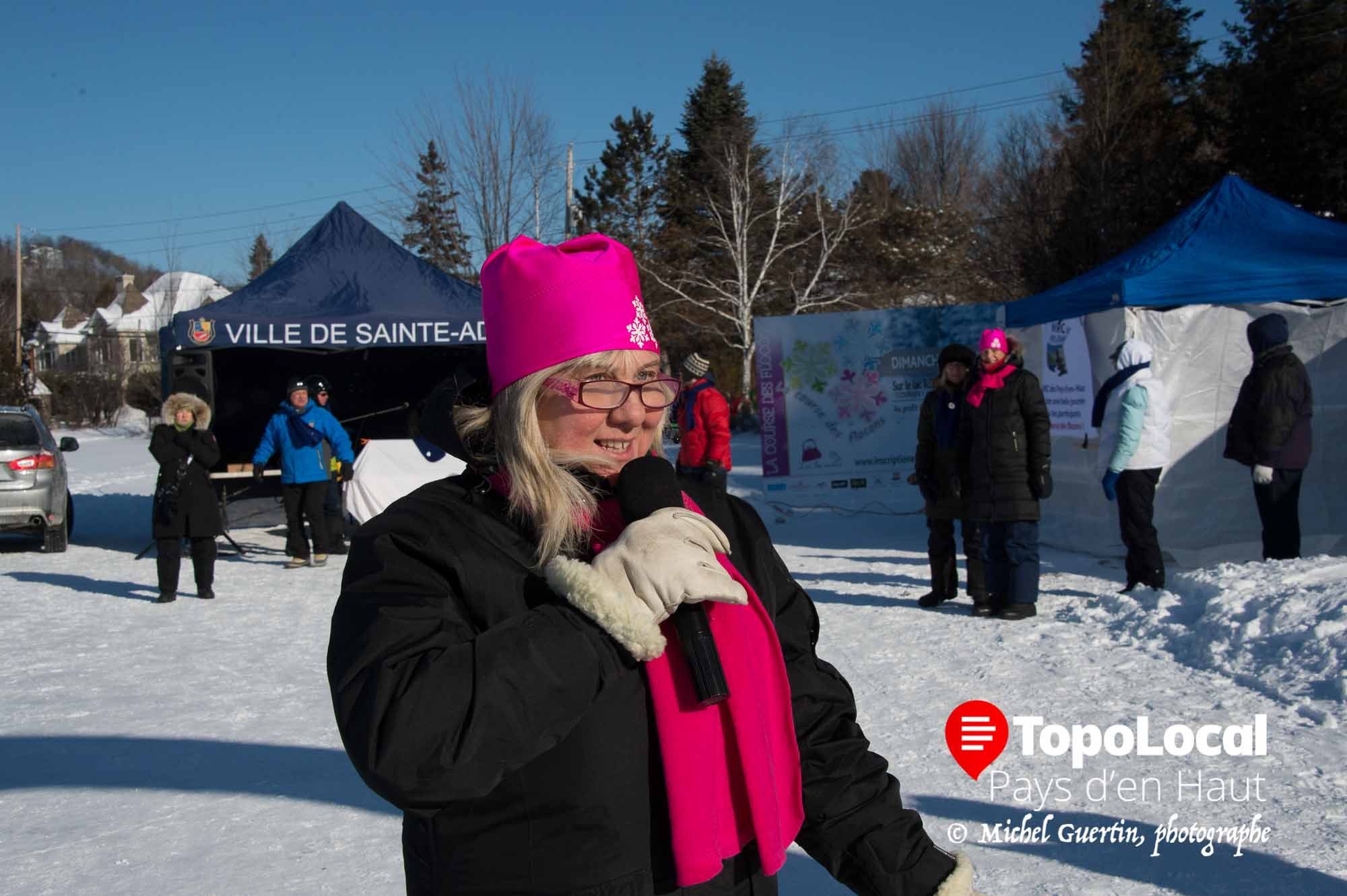 Marie-Christine Jaunasse, fondatrice de la Fondation Maude Gauthier s'est adressé personnellement à chaque groupe de départ.