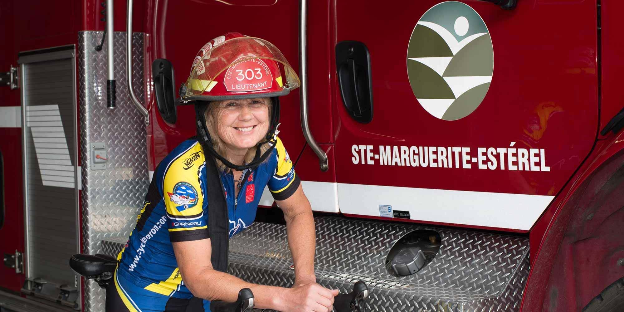 Lieutenant chez les pompiers de Sainte-Marguerite-Estérel, Francine Chaput est prête pour un défi vélo de 5000 kilomètres