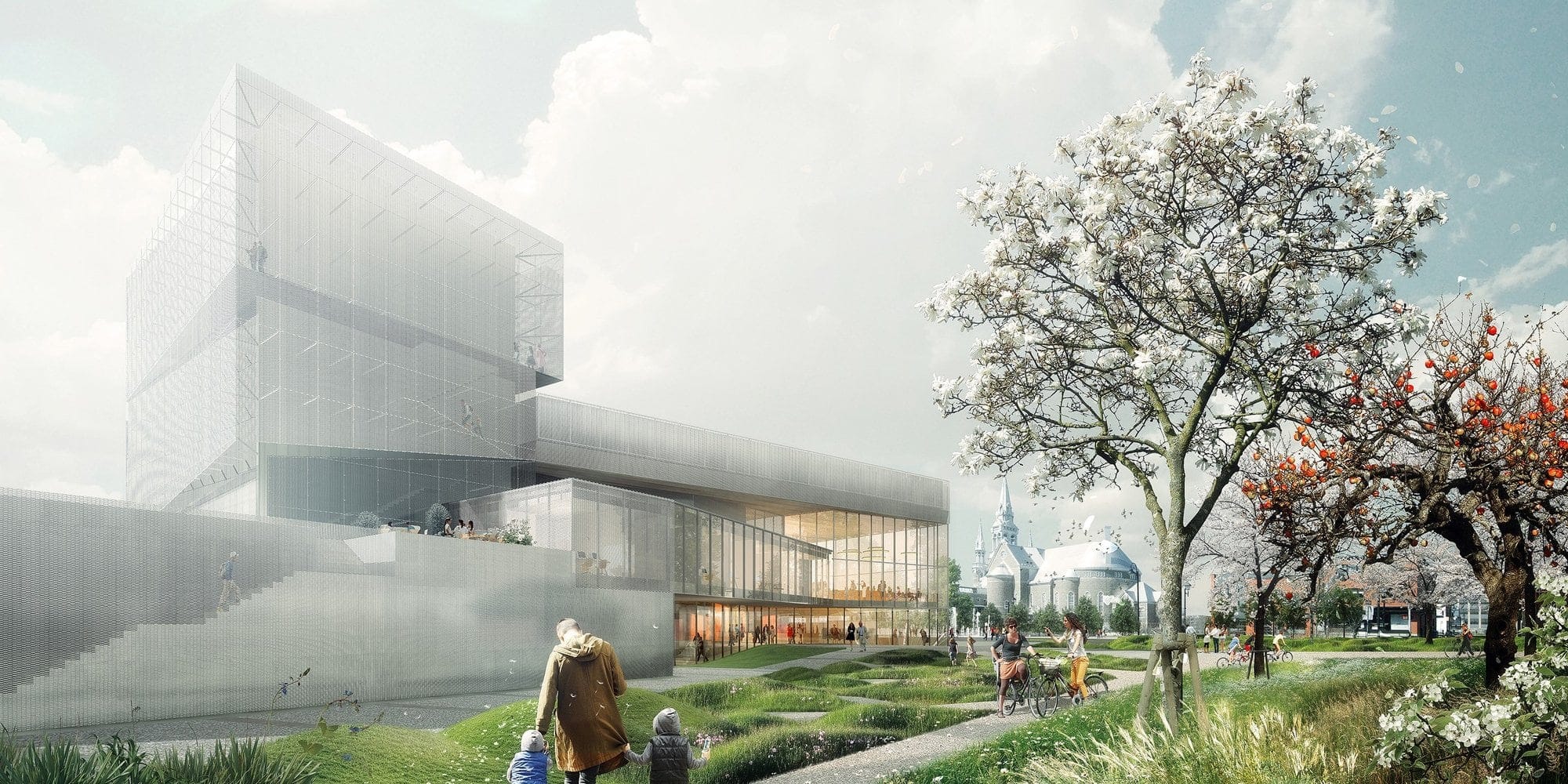 Si on se plaçait dans l'actuel stationnement de gravier en regardant vers le centre-ville, c'est à peu près ce qu'on verra, moins les pommiers probablement...