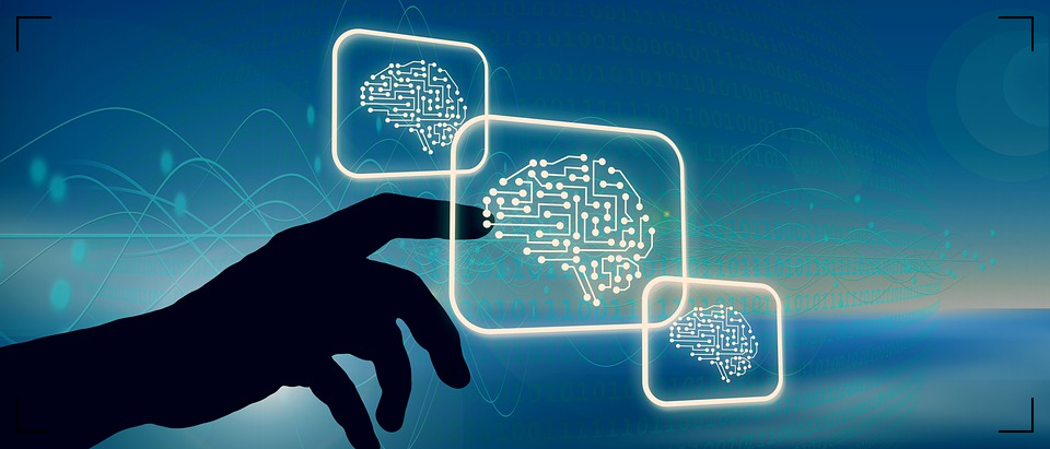 and from the darkness, a human interface attempts connection to machine intelligences