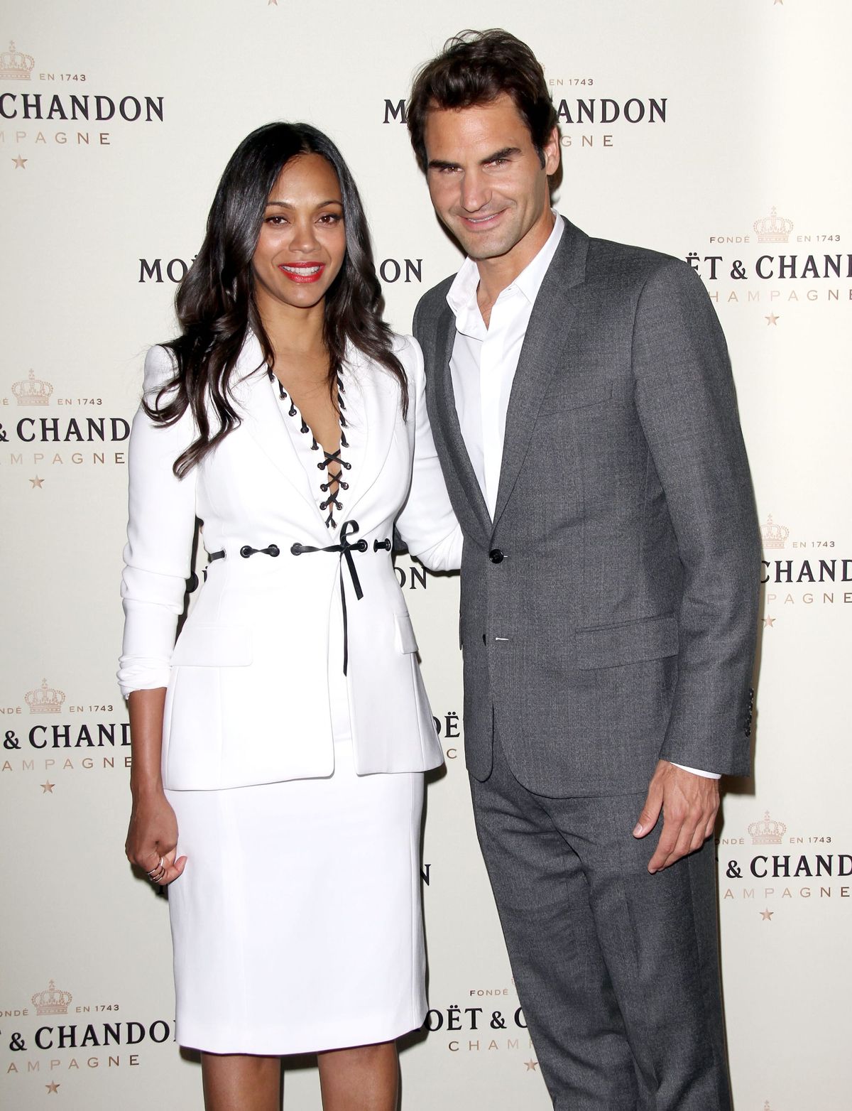 Roger Federer and Zoe Saldana at The Moet & Chandon Event in LA