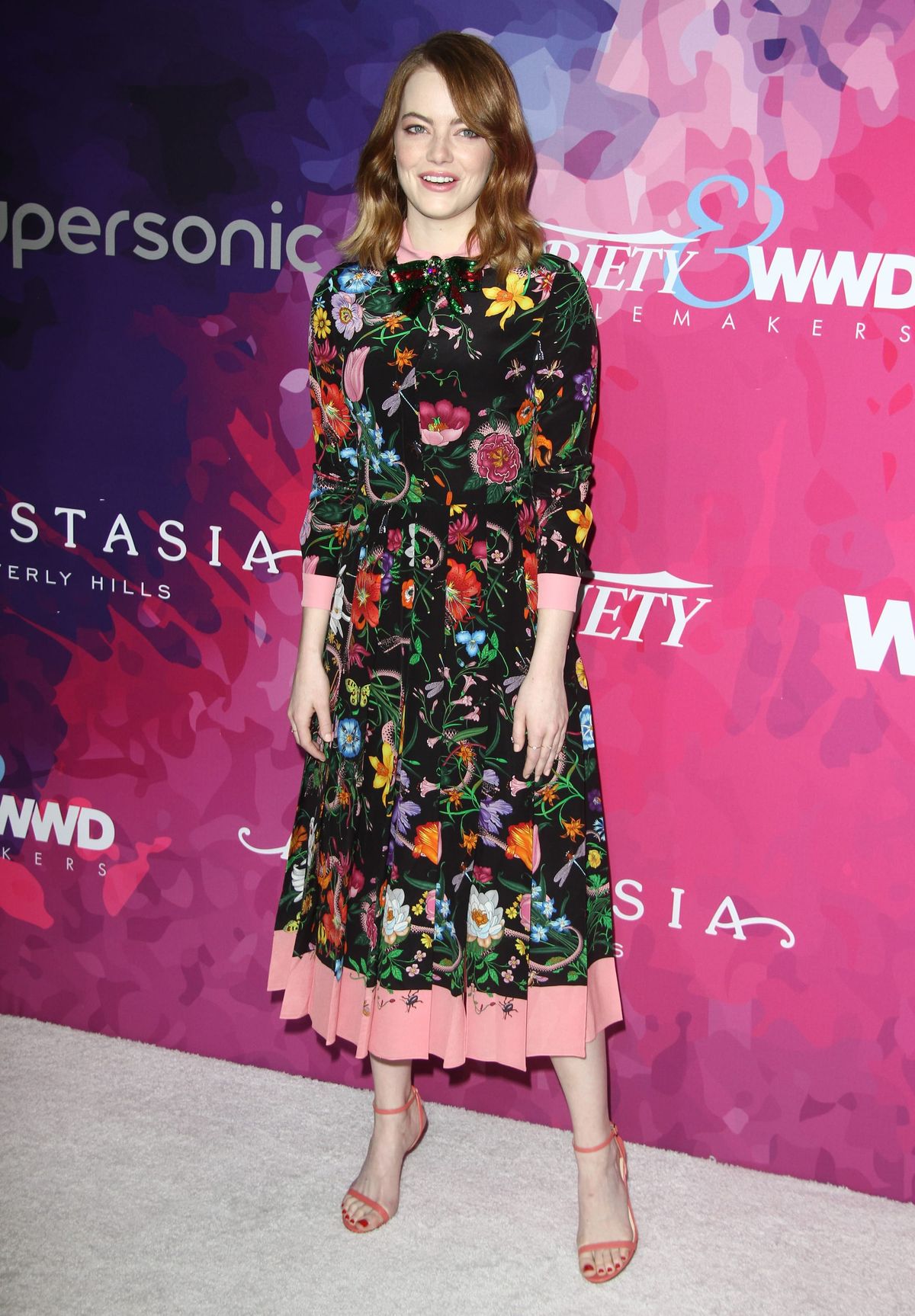 Emma Stone Picks a Riotously Floral Gucci