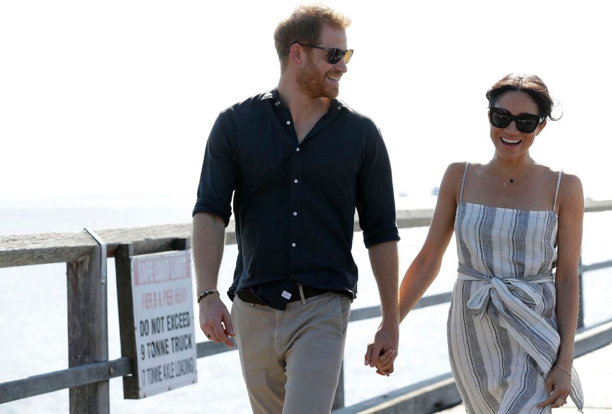 Harry and Meghan on Fraser Island Reformation Dress