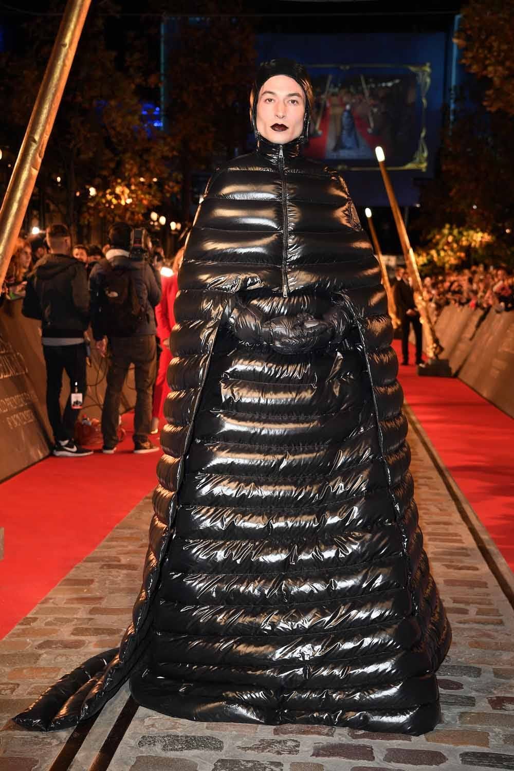Ezra Miller Wore One Of Those Moncler Puffer Coat-Gowns