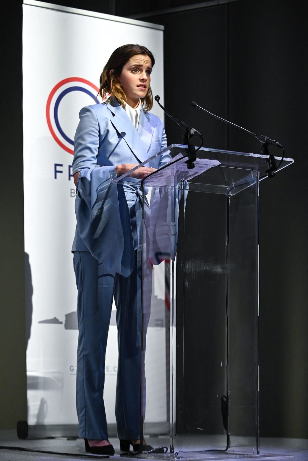 One Year Ago Today, Emma Watson Wore Very Dramatic Sleeves to the G7 Gender Equality Conference