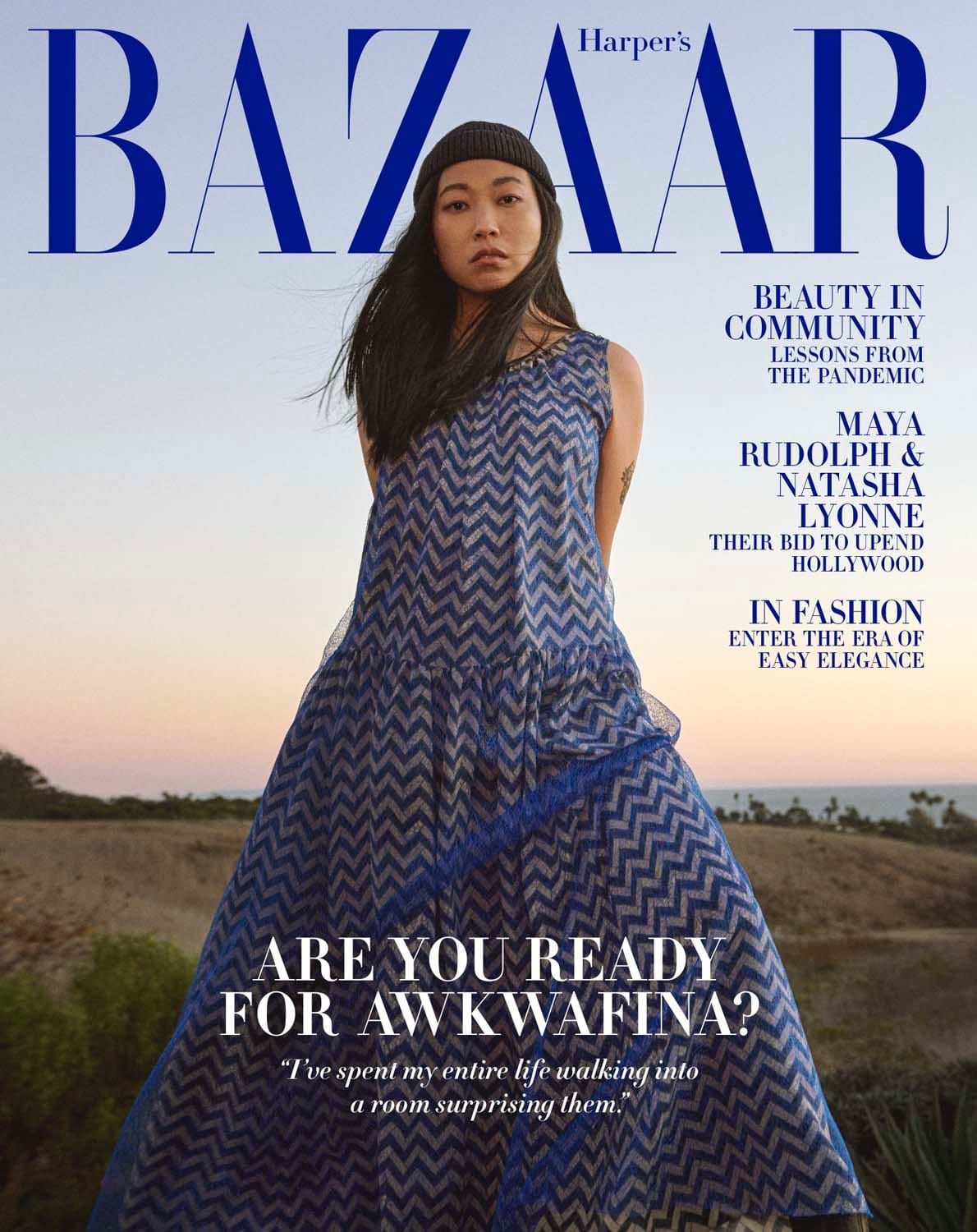 Awkwafina Fronts February's Harper's Bazaar