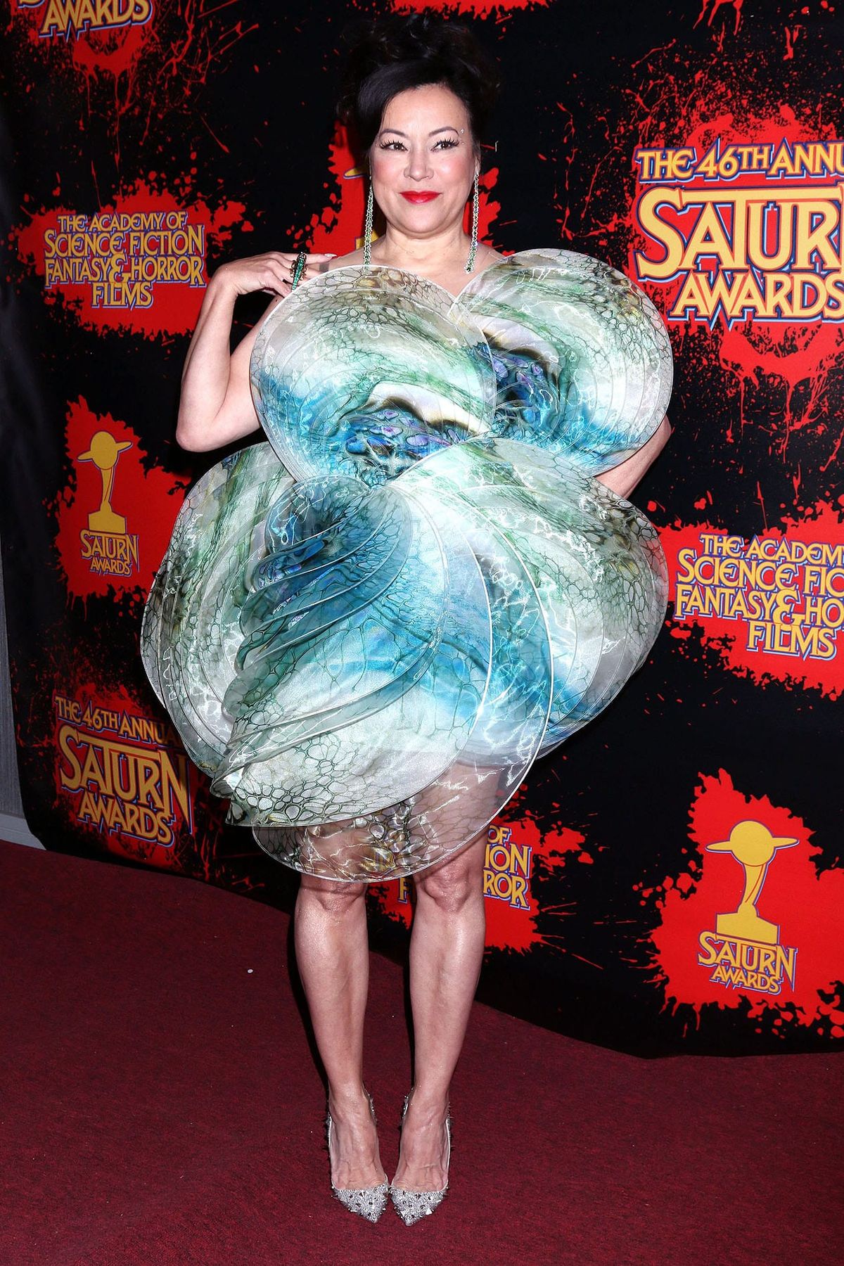 Jennifer Tilly Is Dressed as a Whirlpool! Or Maybe a Hurricane?
