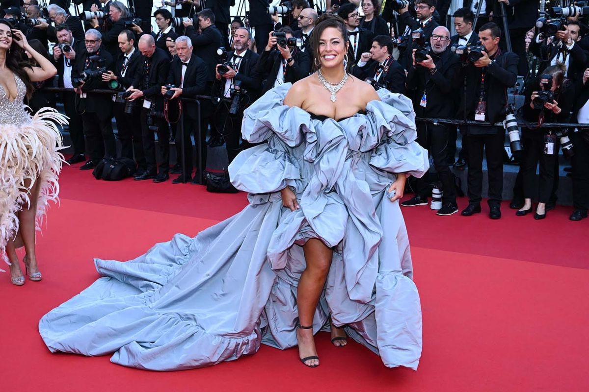 Ashley Graham Swept Into Cannes On a Messy Cloud