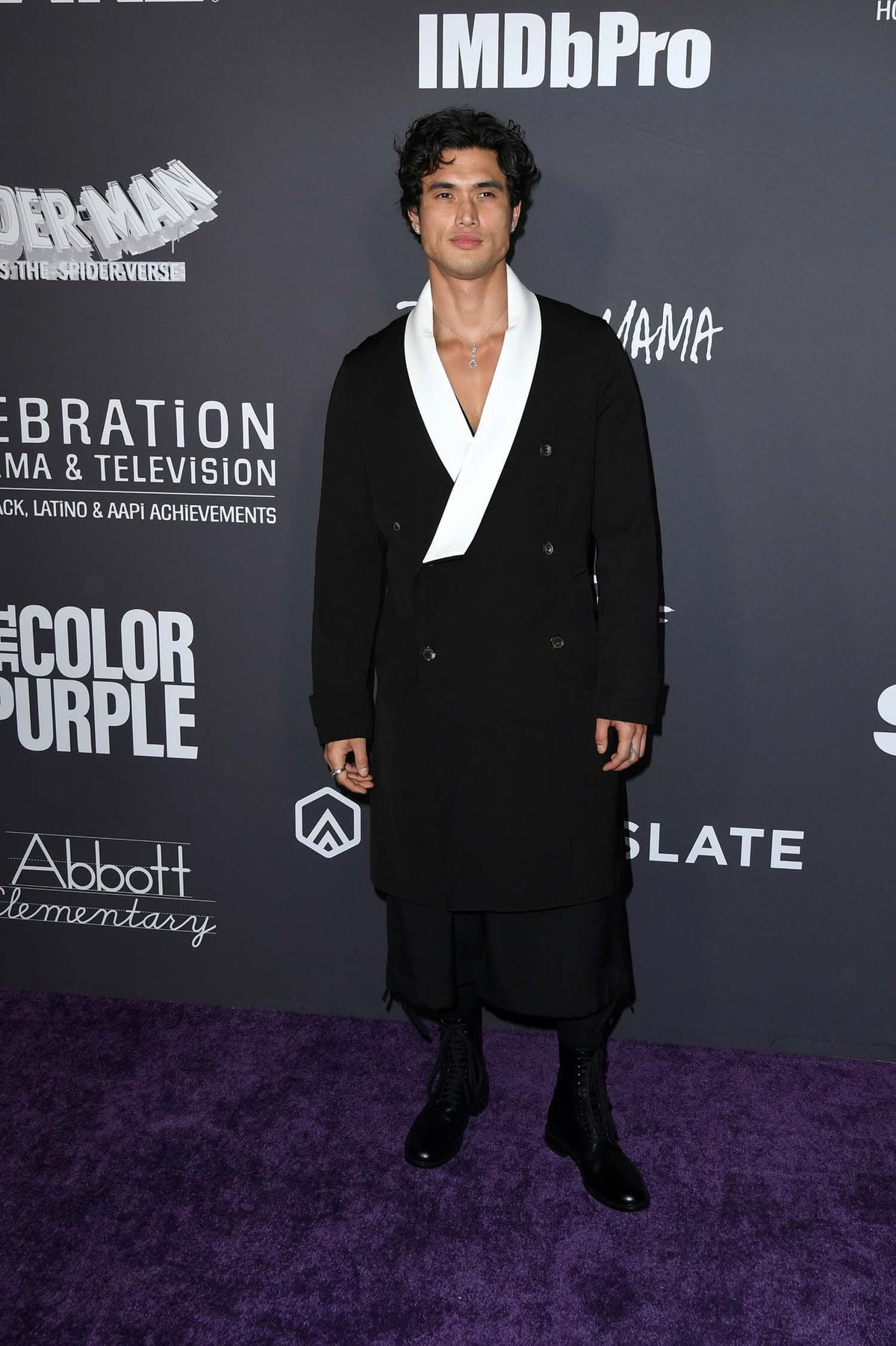 Charles Melton Went Back to Black at a Critics Choice Party