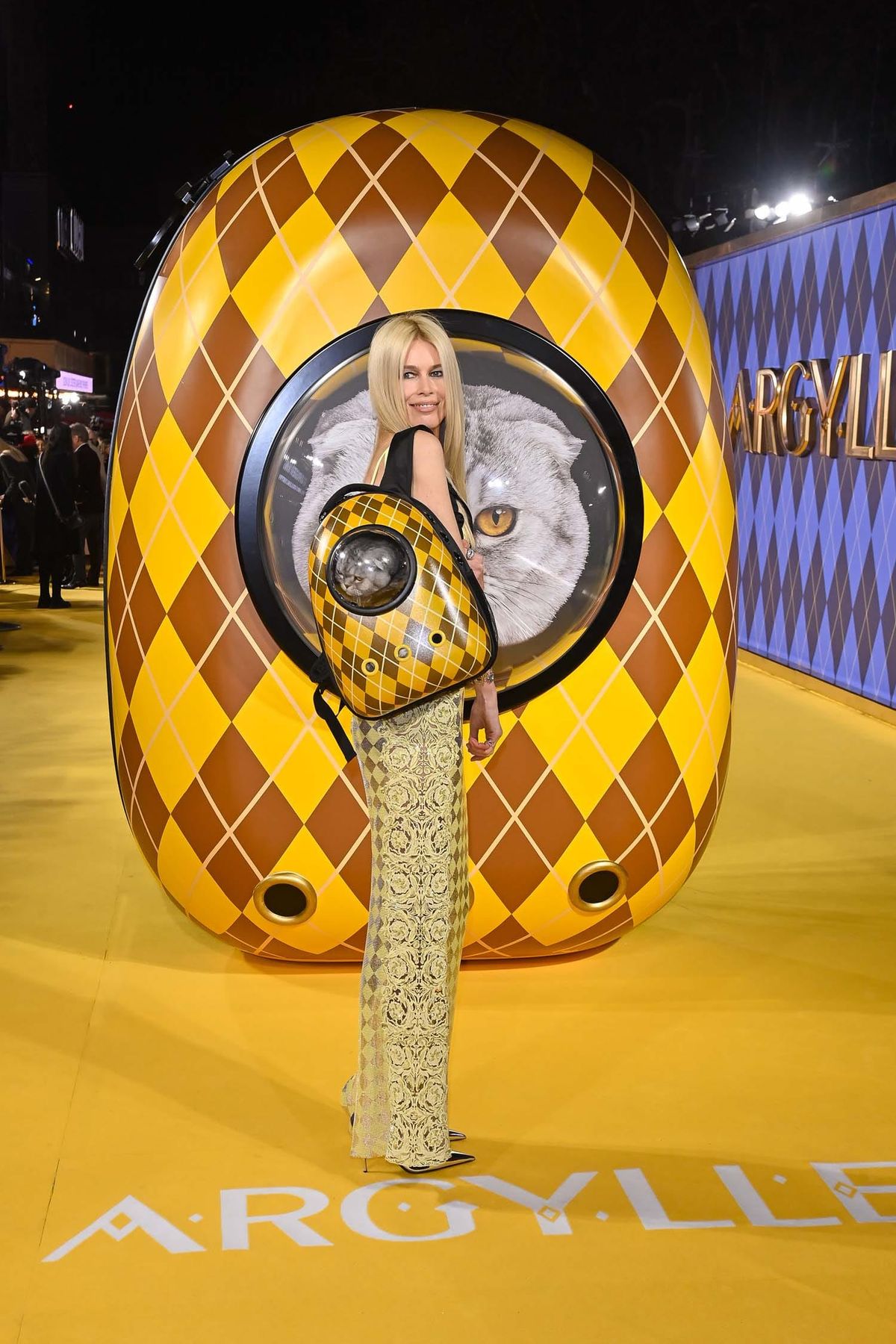 Claudia Schiffer Wore The Argylle Cat to Its Movie Premiere