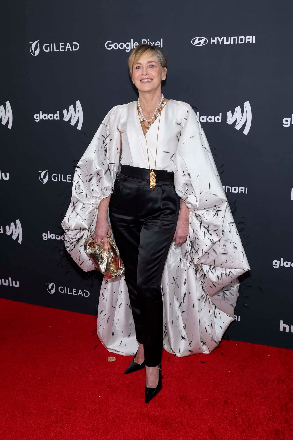 I Am GLAAD Sharon Stone Wore a Cape-Blouse to the GLAAD Awards