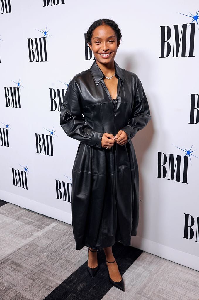 Yara Shahidi Braves the Weather in Leather