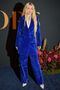 Gigi Hadid Wears a Large Blue Velvet Suit