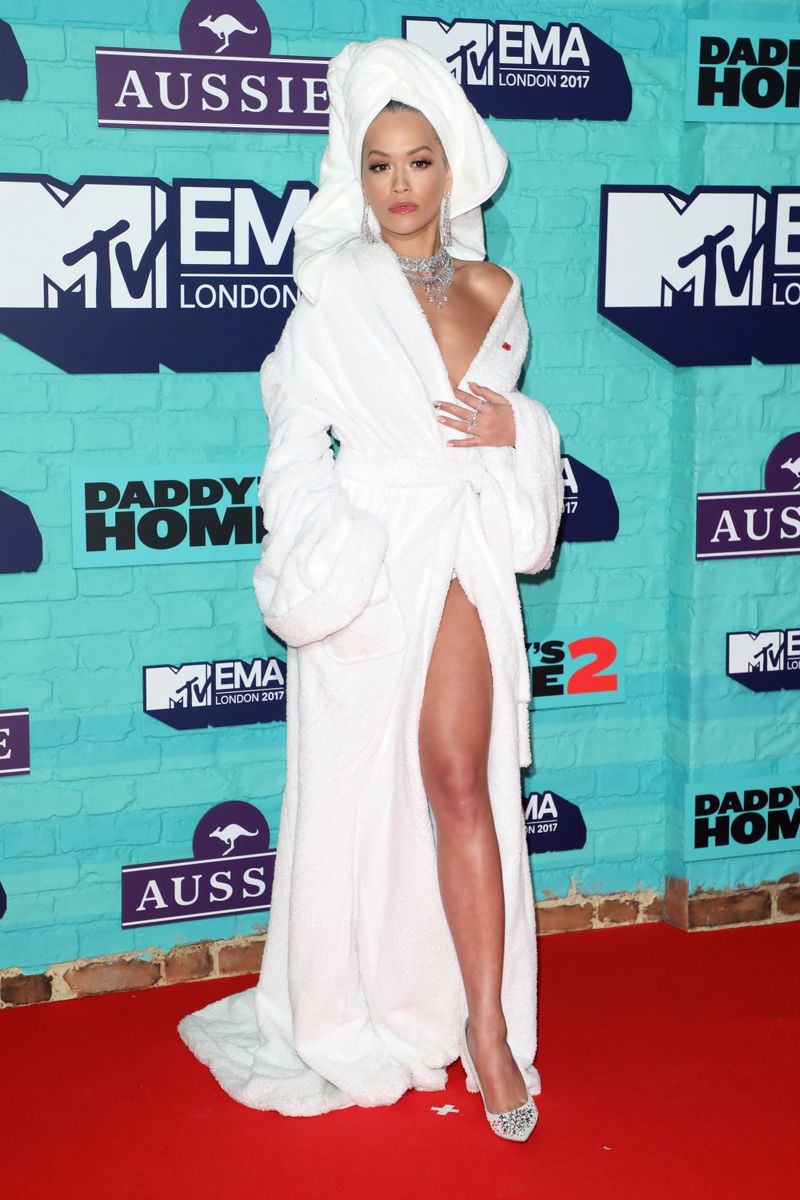 Rita Ora Is Literally Just Wearing a Bathrobe and a Towel
