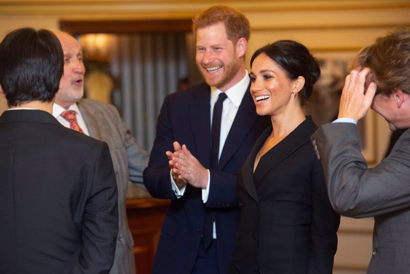 harry meghan Hamilton tuxedo suit dress