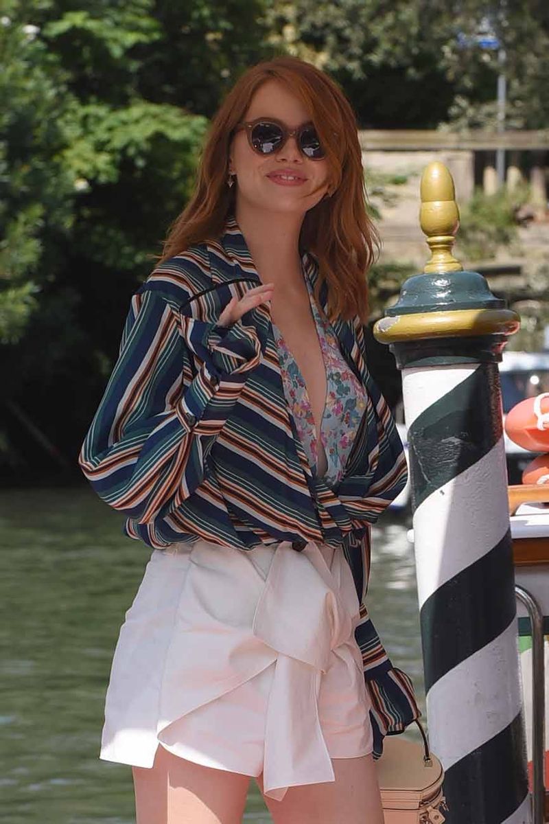 Emma Stone Arrives in Venice in some Vuitton Casualwear