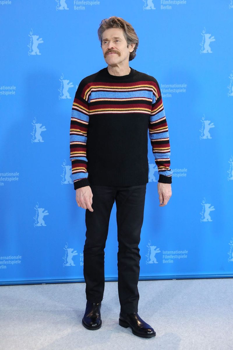 Do You Need To See Willem Dafoe Being Expressive With a Huge Mustache and a Lively Sweater?