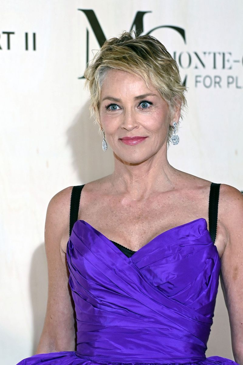 Sharon Stone Looks Very Dramatic in (ugh) D&G