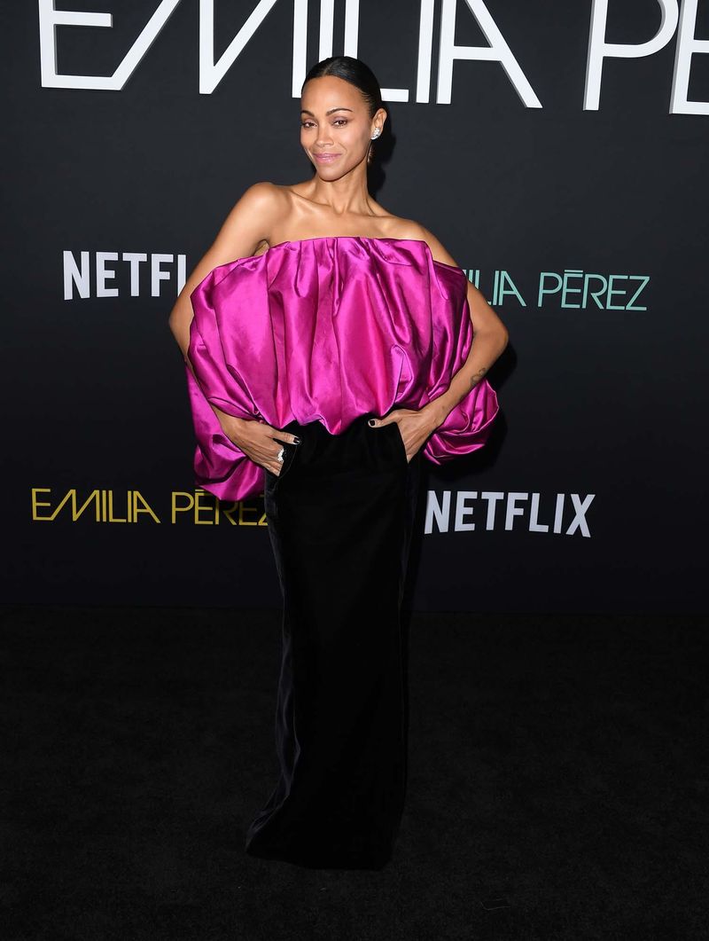 Zoe Saldaña Finds a Giant Saint Laurent Scrunchie