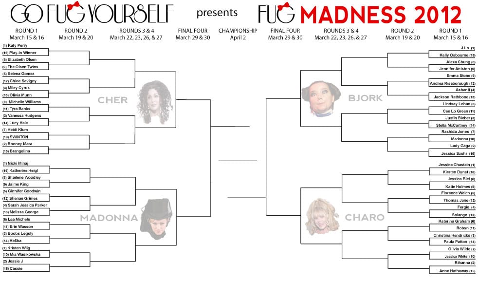 Fug Madness 2012: The Printable Bracket