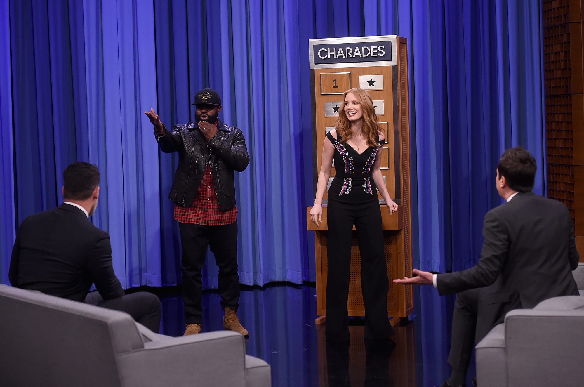 Jessica Chastain Shows Up at Fallon Ready to Play