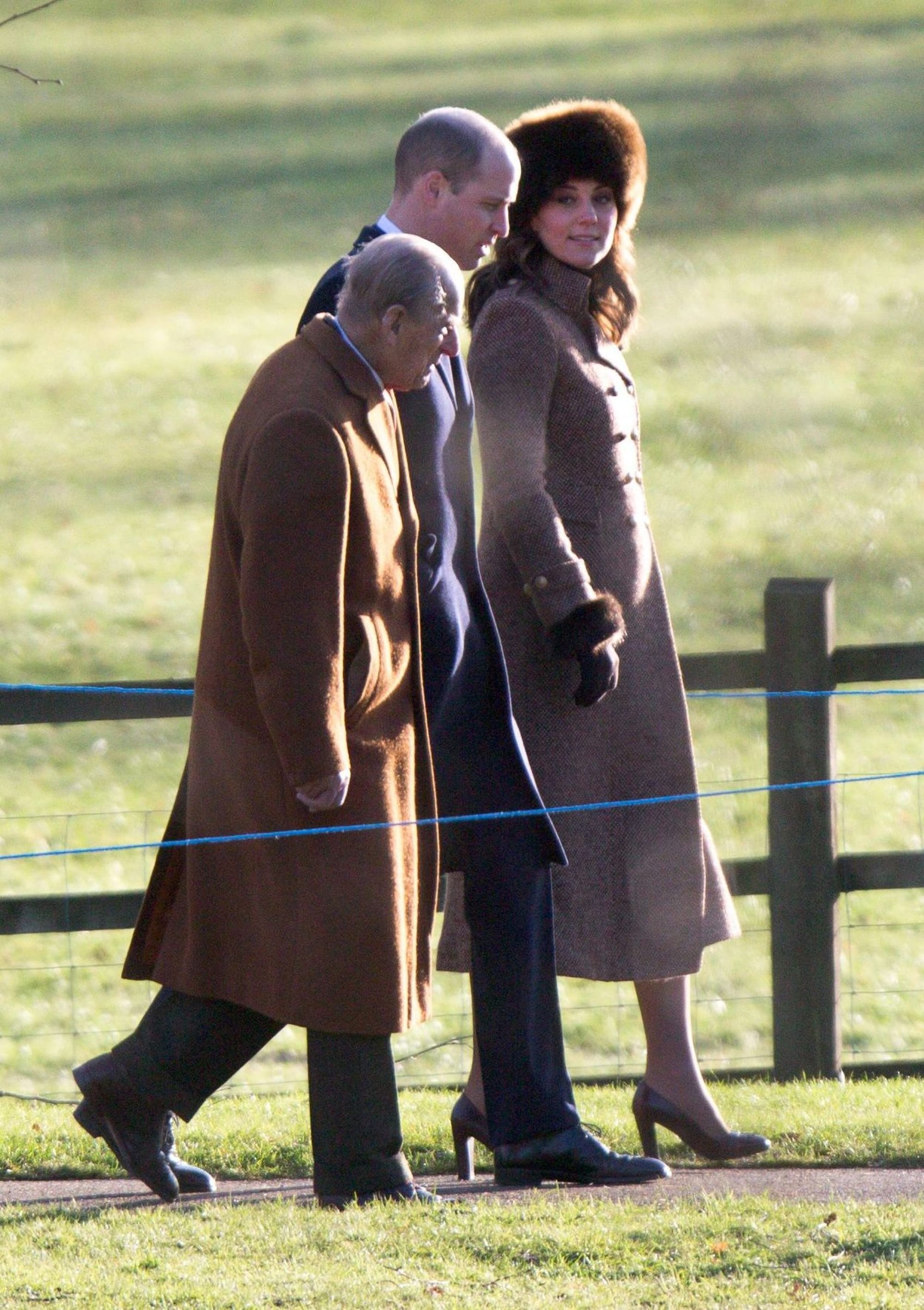 Wills and Kate and Philip Go to Church in Tweed and Fur