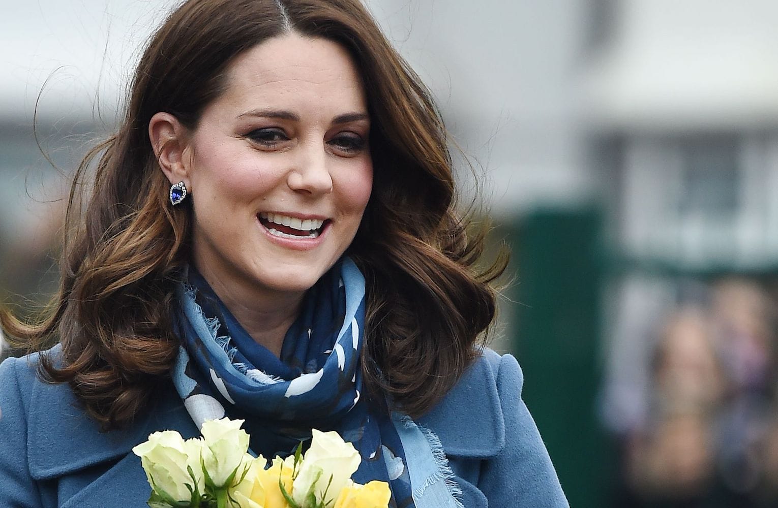 Duchess Kate Visits a School, Gossips With Children, and Sports a Great Scarf