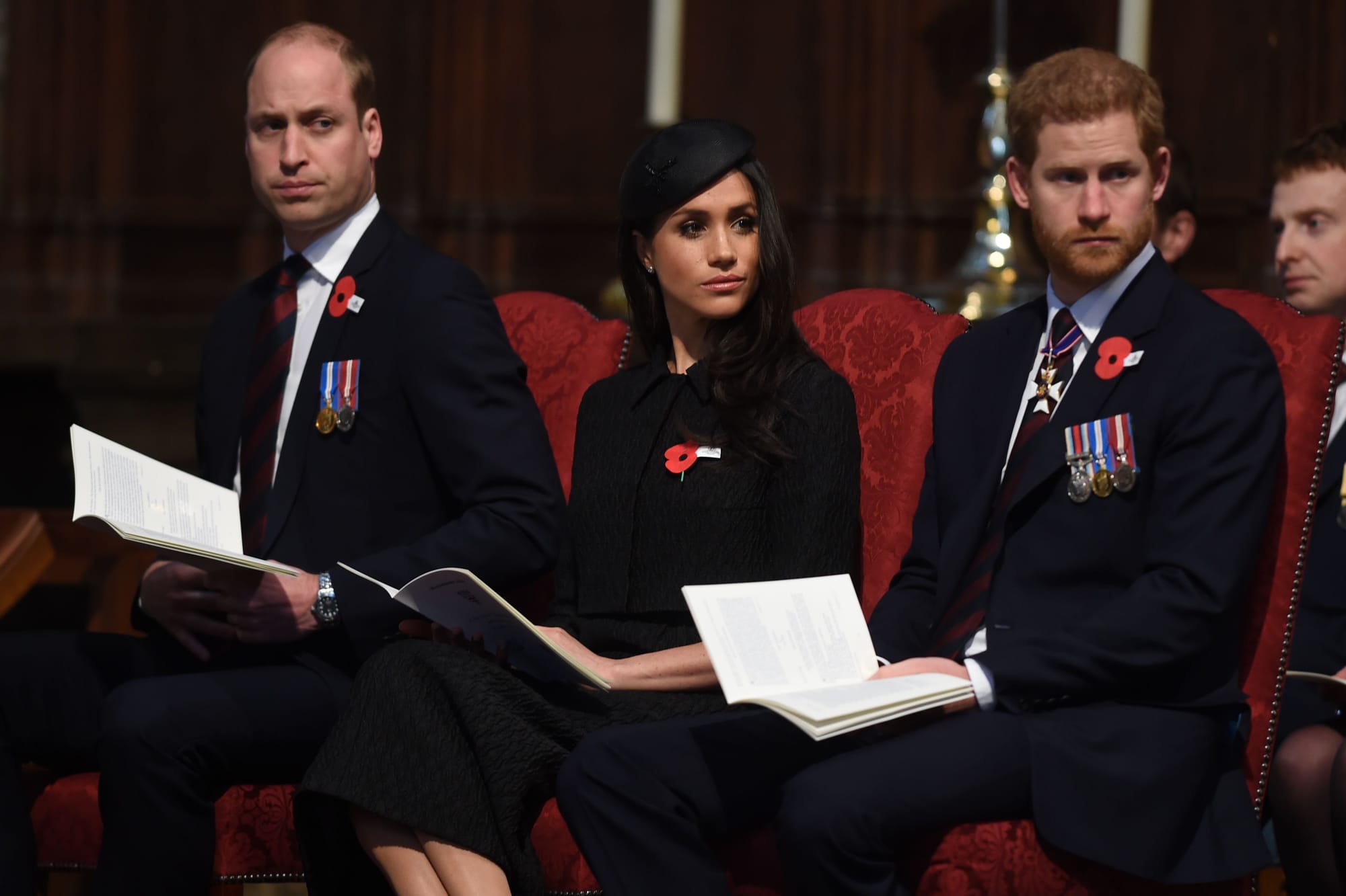 Harry, Wills, and Meghan Attend ANZAC Day Services at Westminster Abbey