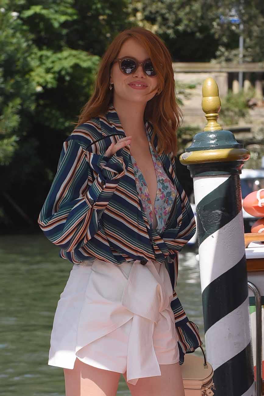 Emma Stone Arrives in Venice in some Vuitton Casualwear