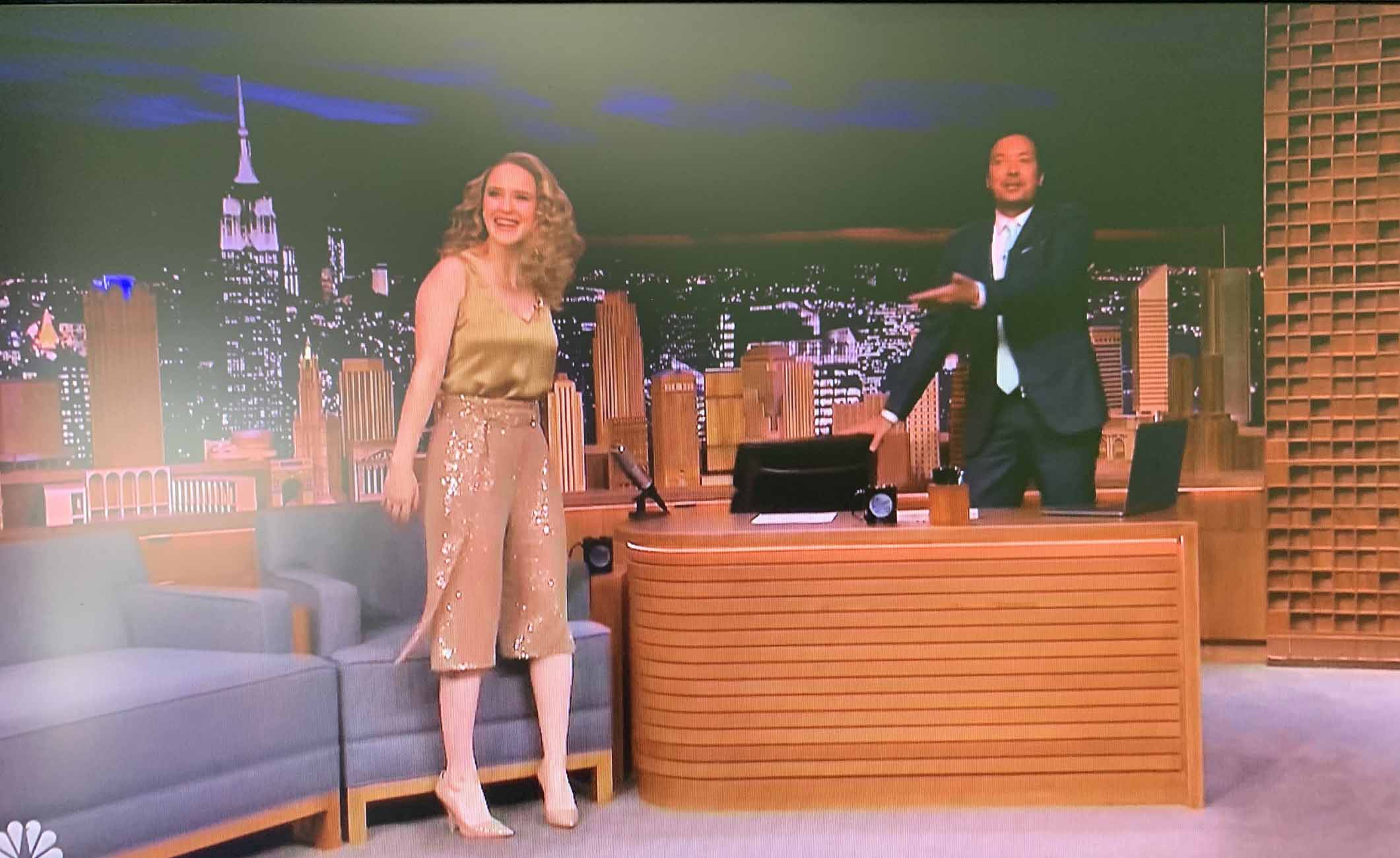 Rachel Brosnahan Owns Sparkly Culottes