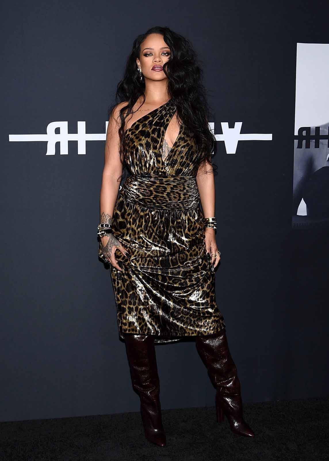 Rihanna Goes For Animal Print in Saint Laurent