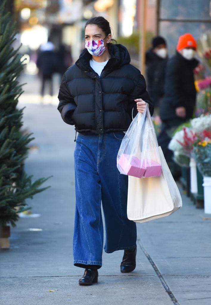 Katie Holmes Is Wearing Very Wide-Legged Jeans