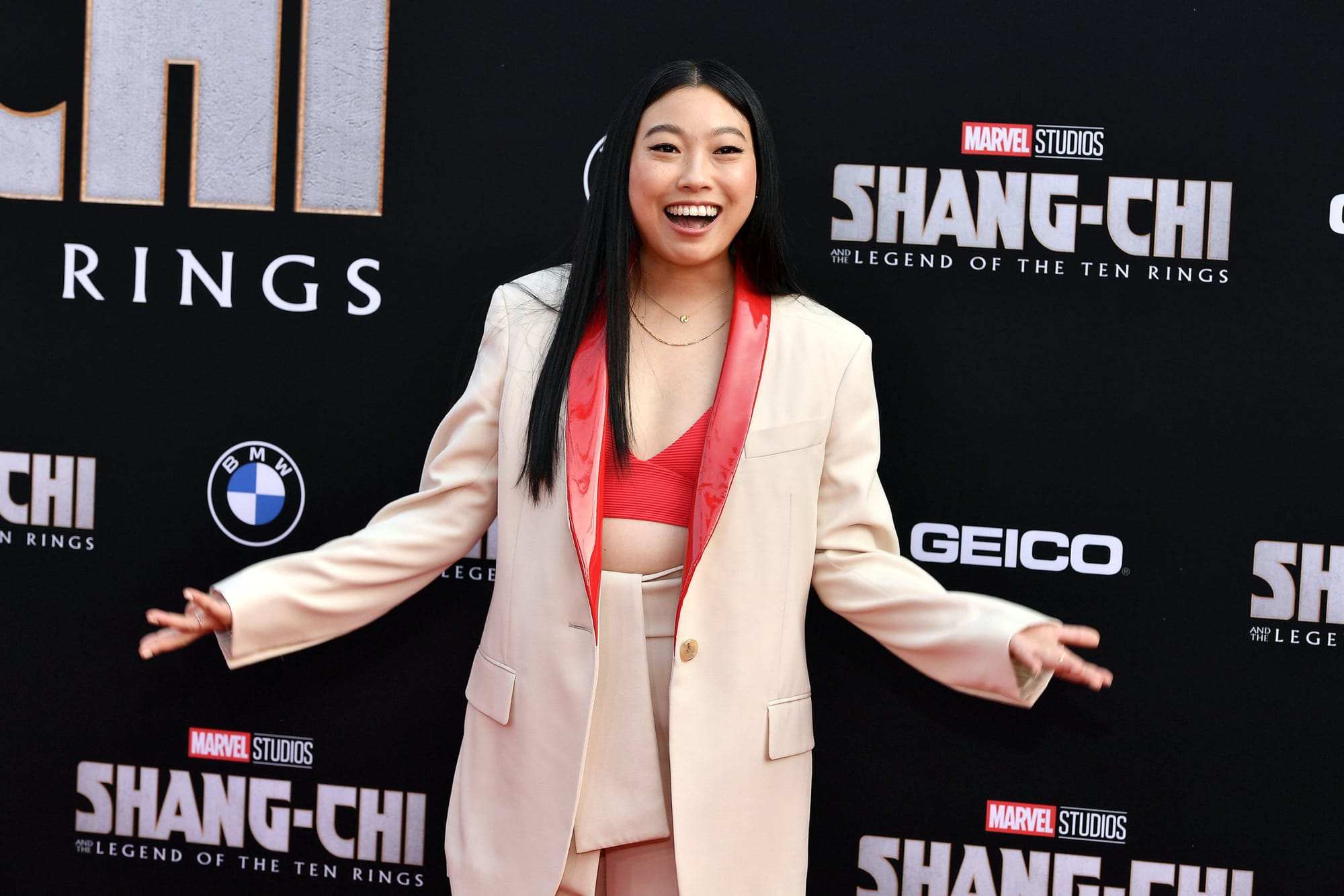 Awkwafina Wore a Rad Suit to the Premiere of Shang-Chi and The Legend of The Ten Rings